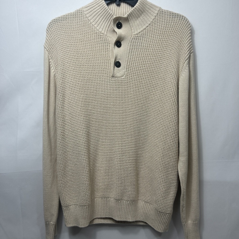 Original Weatherproof Vintage Men's Beige 100% Cotton Size Holiday Sweater L